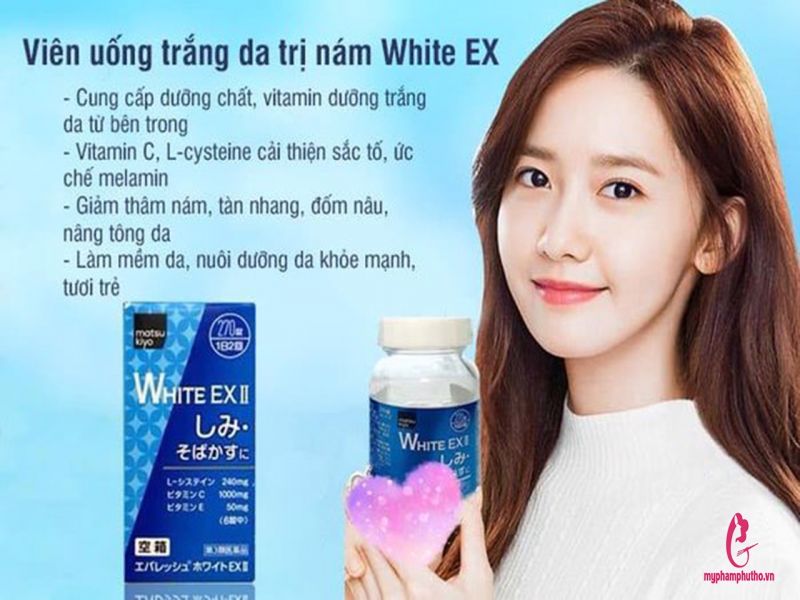 Viên uống trị nám da của Nhật Matsukiyo White EX giúp trắng da sạch gốc nám từ bên trong