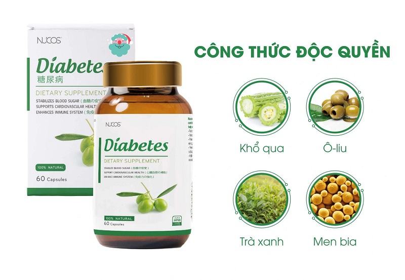 Viên uống hỗ trợ điều trị tiểu đường Nucos Diabetes hộp 60 viên món quà tết ý nghĩa cho sức khỏe