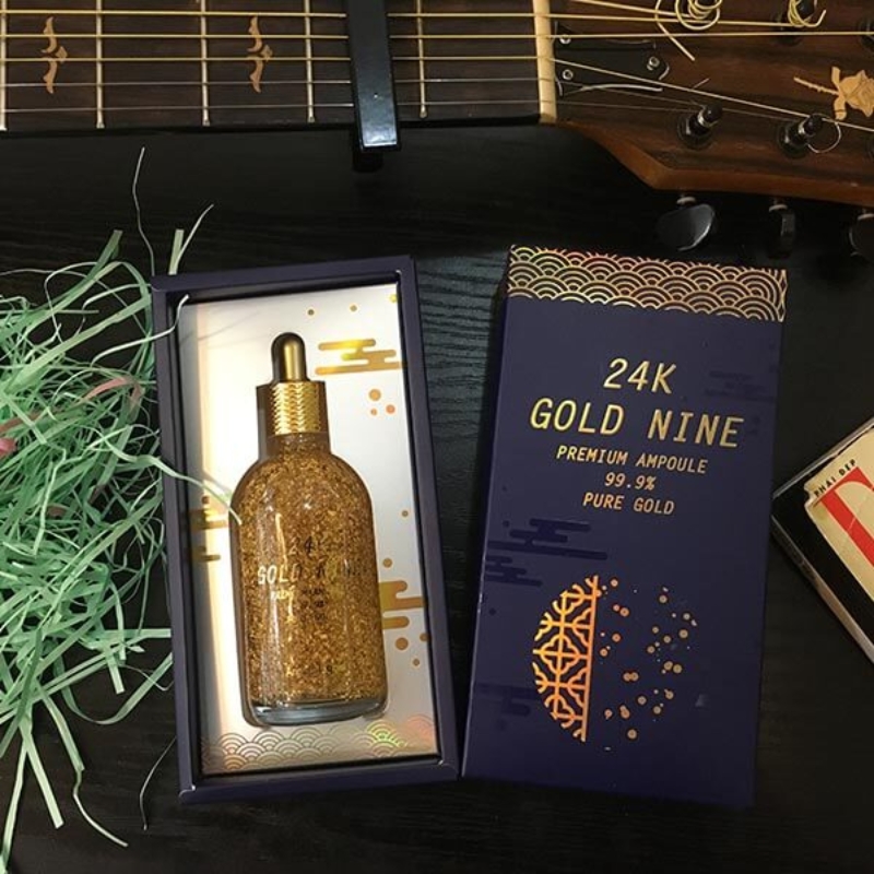 Serum vàng 24k Hàn Quốc Gold Nine Premium Ampoule có chứa thành phần tinh chất vàng 24K kích thước siêu nhỏ