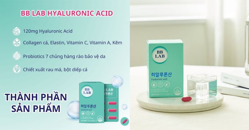 Viên uống cấp nước dưỡng ẩm da BB LAB Hyaluronic Acid 30 viên