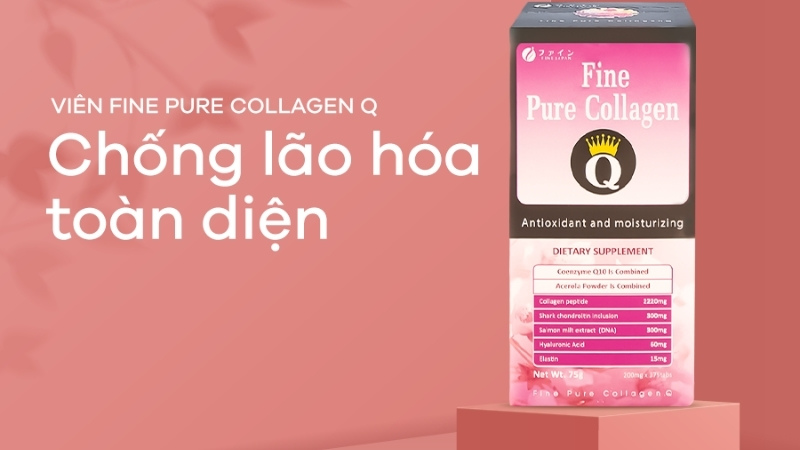 Viên uống Fine Pure Collagen Q nổi tiếng với công dụng duy trì độ ẩm cho da, giúp da săn chắc, mịn màng