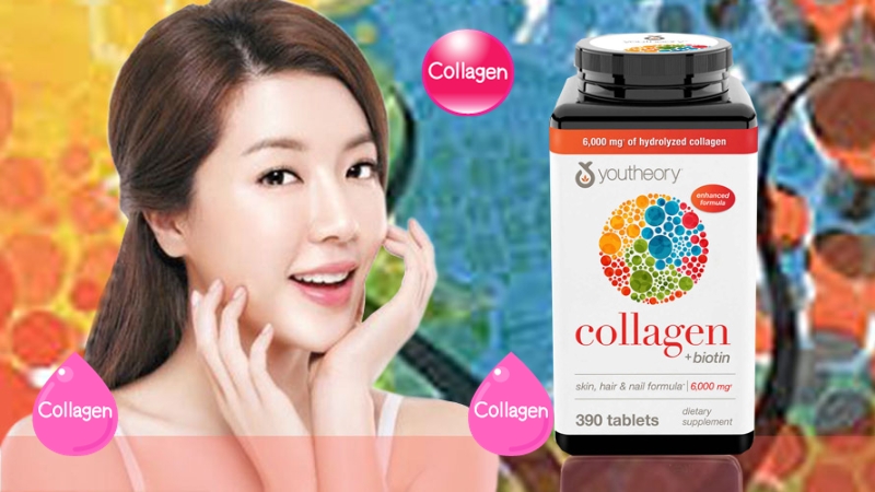 Viên uống Collagen Youtheory hộp 390 viên của Mỹ là thực phẩm chức năng giúp cơ thể bổ sung 6000mg collagen thủy phân loại 1 2 3