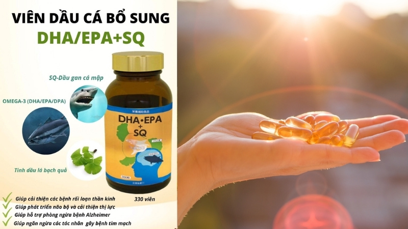 Viên uống dầu cá bổ sung DHA & EPA SQ Nichiei Bussan giúp tăng cường sức khỏe não bộ