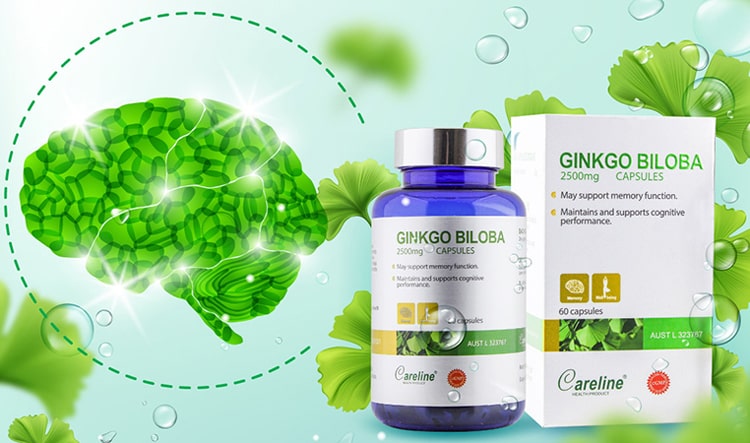 CareLine Ginkgo Biloba 2500mg chứa thành phần Dry ginkgo biloba chiết xuất từ lá bạch quả