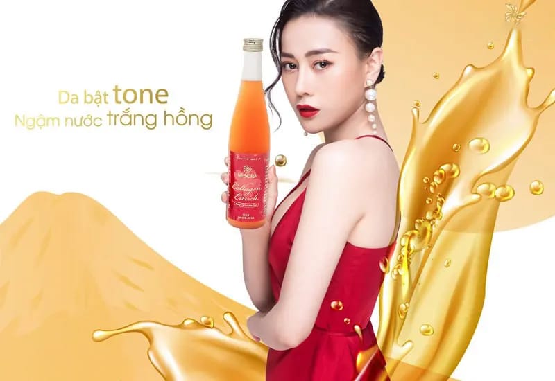 Nước uống Collagen Enrich Hebora 160.000mg 500ml chứa thành phần chính gồm có 160.000mg Collagen thủy phân