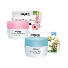 Combo kem trắng da và mặt nạ ngủ với Gigawhite và Collagen Nagano 