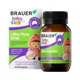 Viên uống bổ sung Vitamin, DHA tinh khiết Brauer Baby & Kids Ultra Pure DHA 60 viên (Cho trẻ từ 7 tháng)
