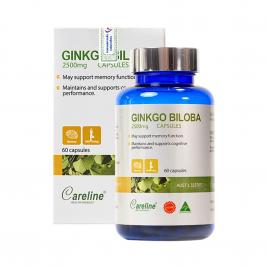 Viên uống hỗ trợ chức năng não bộ Careline Ginkgo Biloba 2500mg 60 viên