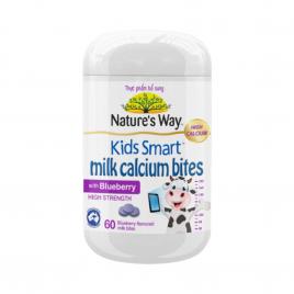 Viên nhai bổ sung dinh dưỡng vị việt quốc Nature's Way Kids Smart Milk Calcium Bites Blueberry 60 viên